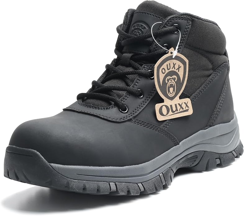 5" Waterproof Steel Toe Work Boots for Men, Safety Shoes with Side Zipper, ASTM F2413-18 Certified, Puncture-Proof Kevlar Midsole, Oil & Slip Resistant Rubber Sole, Construction Safety Boots(OX2518)