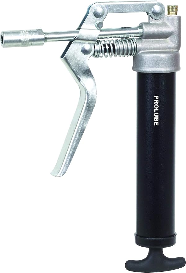 PROLUBE Mini Pistol Grip Grease Gun | 3-Ounce Capacity | 3,500 PSI | 4-inch Steel Extension & Coupler | Powder Coated Finish | 1/8” NPT Threads (43252)