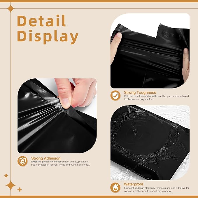Fuxury Extra Large Poly Mailers 24x36" 25 Pc, XXL Jumbo Shipping Bags,Black | 2.5 Mil Thick,Opaque Mailers Poly Bags,Self Seal Mailing Envelopes Large For Oversized Clothing Business,Boutique & Online