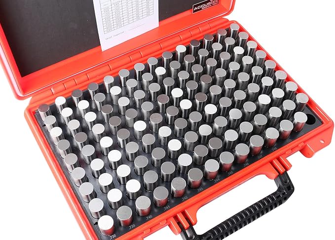 Accusize Industrial Tools Steel Pin Gauge Set, 0.626"-0.750", P4(+) | 125 Pc, Class ZZ, Plus Tolerance, 2" OAL, Steel, Electro-Etched Sizes