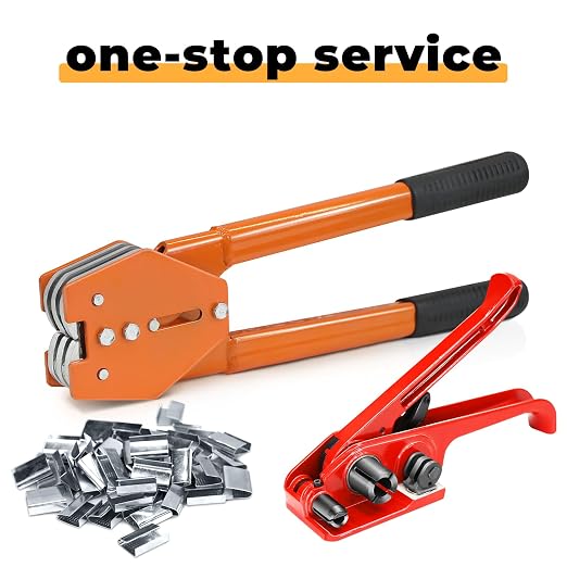 Strapping Sealer/Crimper for 1/2"-5/8" Polypropylene (PP) Polyester Strapping Band Manual Banding Tool with 15” Extended Handle（Orange）
