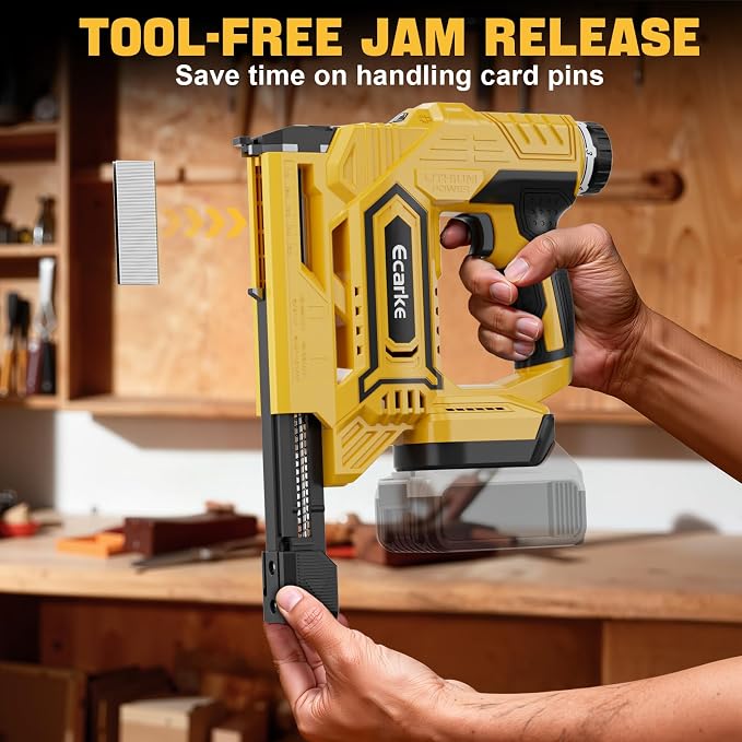 Ecarke Cordless Brad Nailer 2-in-1 Compatible with DeWalt 20V Battery, 18 Gauge Nail Gun 5/8 to 1-1/4 Inch with 2000 Nials for Wood Carpentry, Powered Electric, 2 Mode, Tool Only
