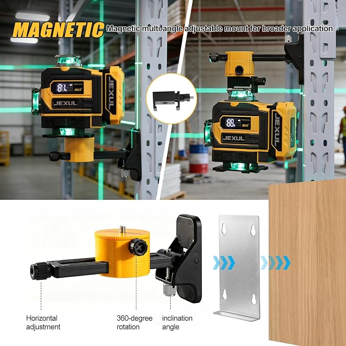 Auto-Tracking 4D 16 Line Laser Level Motorized 360° | Base with 2-in-1 Smart Remote Receiver, Self-Leveling Kit with 59" Tripod for Home Tiling, Ceiling & Auto Repair (<1mW)