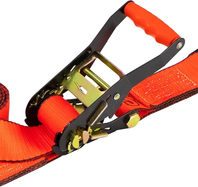 VULCAN Ratchet Strap with Wire Hooks - 2 Inch x 27 Foot - PROSeries - 3,300 Pound Safe Working Load