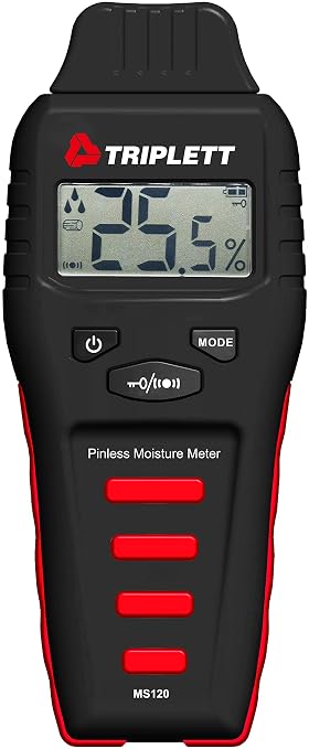 Triplett MS120 Pinless Moisture Meter for Wood and Building Materials with Audible Indicator
