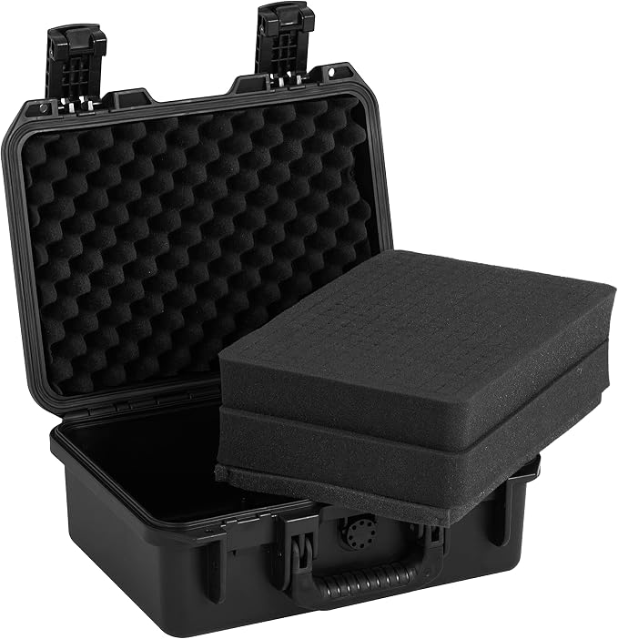 MEIJIA Premium Waterproof Hard Camera Case,Hard Case with customizable fit foam,Full Protection with Light&Convenient Design,Elegant Black (14.21"X11.42"X6.50")