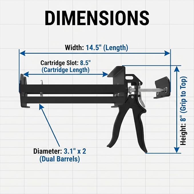 235 Series Manual Caulking Gun – 1500ml 1:1 (750x750ml) Cartridge Dispenser, 35:1 Thrust Ratio, Lightweight 6.3 lb No-Drip Hand Operated Sealant & Adhesive Applicator for Contractors & DIY