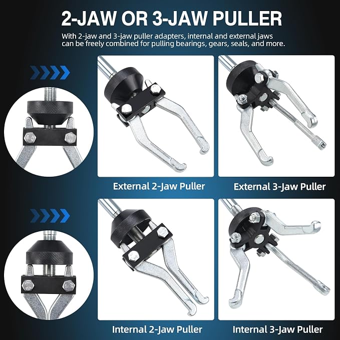 8MILELAKE 9 Way Slide Hammer Puller Axle Front Rear Wheel Bearing Dent Hub Gear Puller Remover Set
