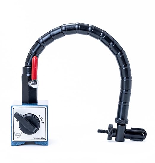 PEC Tools Flexible Arm Magnetic Base, 176lb/80kg Holding Force, Fits 3/8" Stems & Dovetail, Adjustable Stand for Dial Indicators, Test Indicators, Bore Gauges, and Machinist Tools