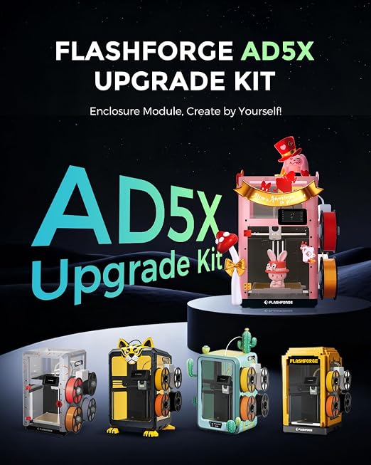 FLASHFORGE AD5X 3D Printer Upgrade Kit Enclosure Module, Constant Temperature Improved Surface Quality, Support Filaments Require High-Temp Like ABS/ASA and Block Odors