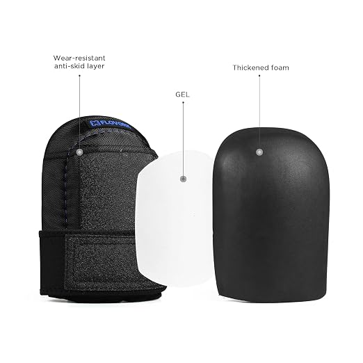 Knee Pads for Flooring Roofing Gardening Concrete with Soft GEL Padding,Machine Washable,PU Leather, Black Large