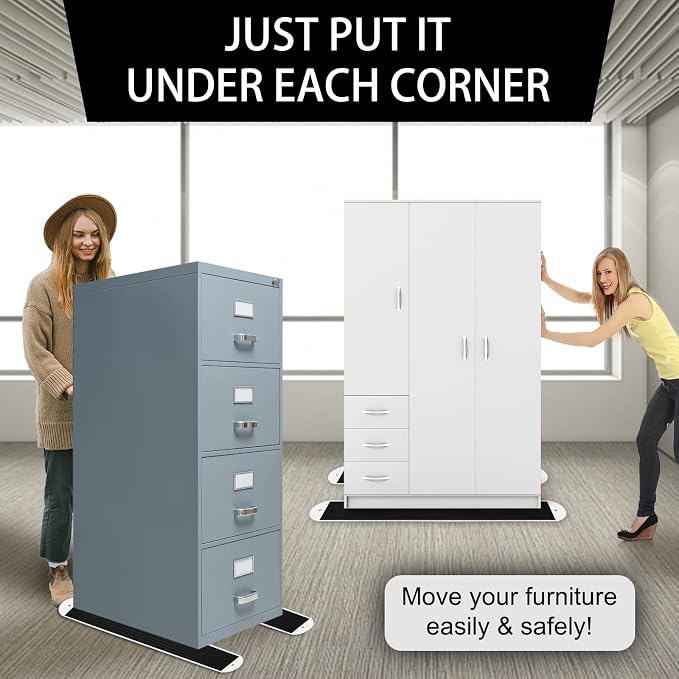 2 Set Large Furniture Sliders with Pull Strap,Appliance Moving Sliders,Heavy Duty Furniture Movers Sliders,Furniture Pull Sliders for Carpet and Hardwood Floors 2.5 feet (30" x 6.5")