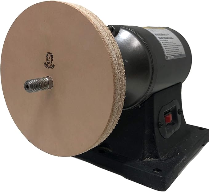 Leatherbeltman 6" (3/4" Width) Leather Honing/Stropping Wheel - Fits 1/2" Arbor - Buffing Compound Included