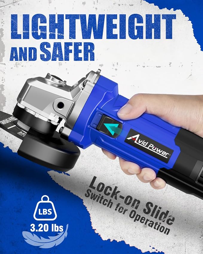 AVID POWER Angle Grinder 4-1/2 inch Electric Grinder Tools 750W 6.5 Amp Metal Grinder, 11500 RPM, with Grinding Wheels, Auxiliary Handle, Wrench for Grinding - Blue