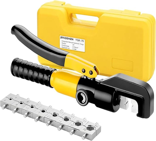 6 Ton Hydraulic Crimping Tool 12 AWG to 2/0 AWG, Battery Cable Lug Terminal Crimper With 8 dies，Easy to Operate Hydraulic Wire Crimping Tool Kit for Wire Rope