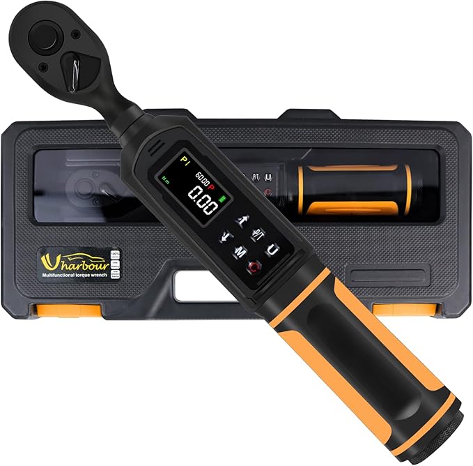 Uharbour Digital Torque Wrench 3/8" Drive, 0.66-44.29Ft.lbs/0.9-60Nm Range, Electric Torque Wrench with Dual Direction Ratchet, ±1% Accuracy with Vibration, Buzzer and LED Alert