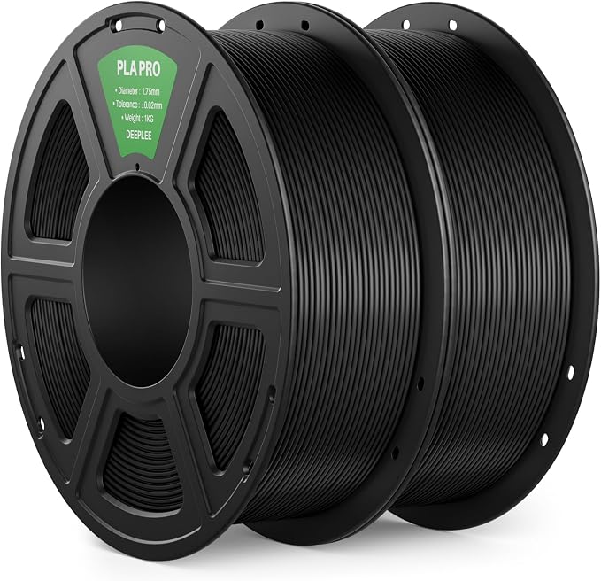 PLA PRO Filament 1.75mm, Stronger Toughness 3D Printer Filament, PLA Filament Dimensional Accuracy +/- 0.02 mm, Neatly Wound, Fits Most FDM 3D Printer, 2 Pack Black