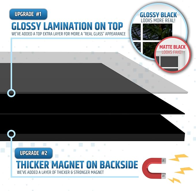Strong & Glossy Magnetic Garage Door Windows (Size Small) - Looks Like Real Window Panels/Faux Panes - Easy to Align & Will Never Fall (Upgraded Magnets) | Fits 1 Car Garage | 16pcs 3.25"X5.5"