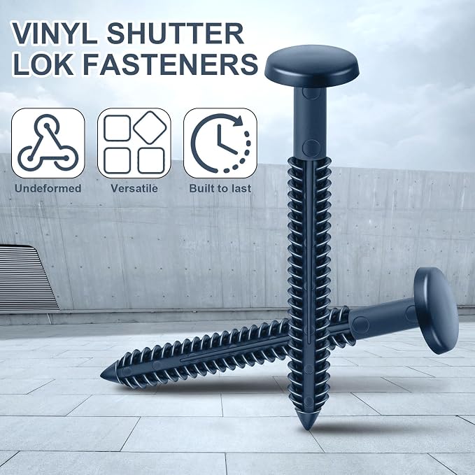 Blulu 18 Pcs 3 Inch Vinyl Shutter Fastener Window Panel Peg Lok Pin Pegs Screws Shutter Spikes Anchor (Classic Blue)
