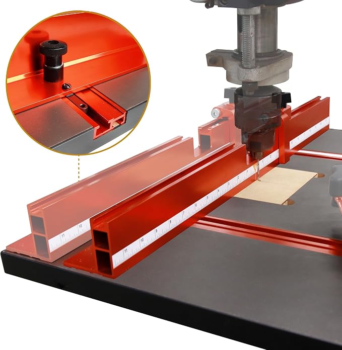 O'SKOOL Drill Press Table with Adjustable Aluminum Fence, Flip Stop, and Replaceable Insert – Fits 12-Inch and Larger Drill Presses – 23-5/8" x 15" x 1" MDF Work Surface, DAB022