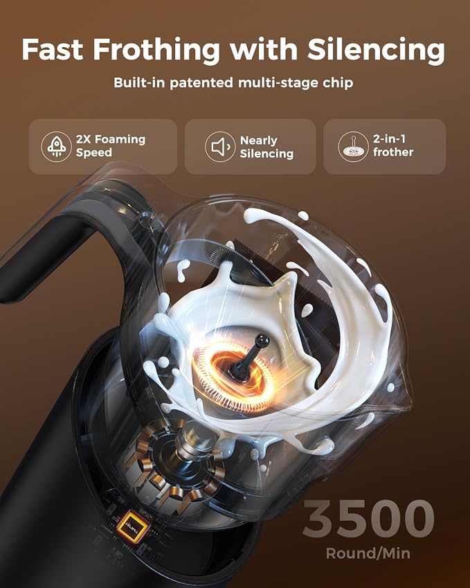 21.16oz/600ml Milk Frother, 8-in-1 Automatic Milk Frother and Steamer, Electric Hot & Cold Foam Maker, Ergonomic Grip Stainless Steel Detachable Frother for Coffee, Latte, Cappuccino
