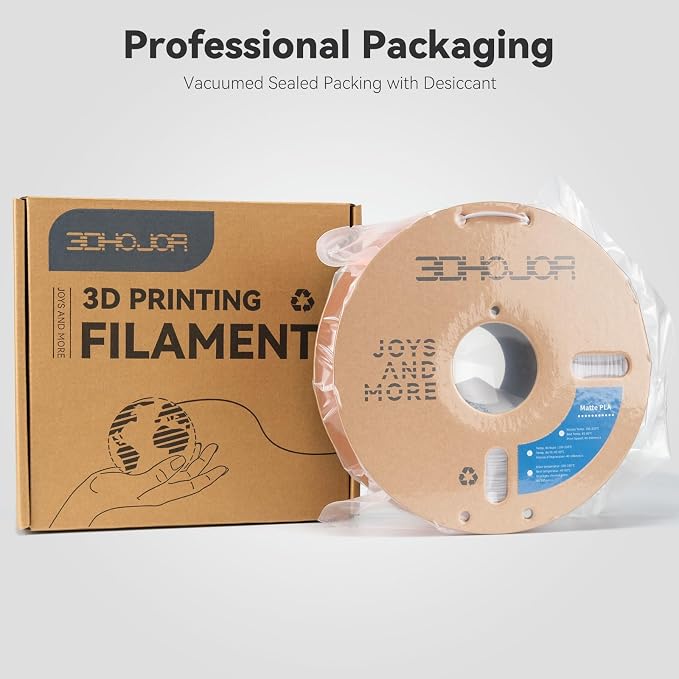 3DHoJor Matte PLA Filament 1.75mm, Upgrade Matte 3D Printer PLA Filament, 1KG*2 Bundle Cardboard Spool 3D Printing Filament for 3D Printers(Matte White 2Pack)