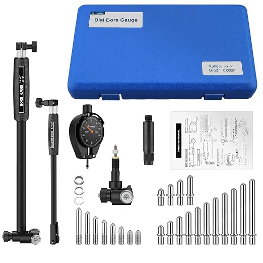 Dial Bore Gauge 0.7"-6"/0.0005" Measuring Range and 6" Measuring Depth Mechanical Dial Bore Gauge 23PCS Anvils Chrome Plated Handle for Engine Cylinder,Bearing,Hydraulic Cylinder Measurement
