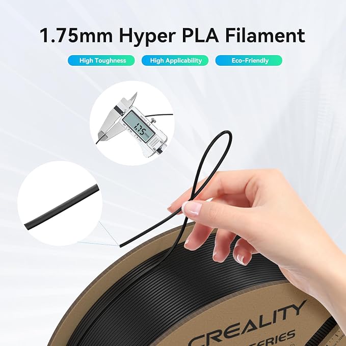 Creality Hyper PLA Filament 1.75mm, 30-600mm/s High Speed 3D Printer Filament, Dimensional Accuracy +/-0.02mm, Fit Most FDM 3D Printers, 4 Pack 1kg Spool(2.2lbs), Black