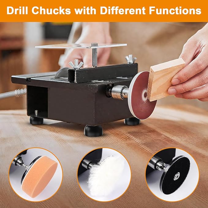 M-T Mini Table Saw for Crafts, 7-Speed Portable Desktop Hobby Saw with 4 Blades, Precision Electric Craft Saw for DIY Model Wood PCB Acrylic Cutting, Grinding & Drilling (Max 0.59")