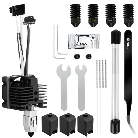 Hotend Kit for Bambu Lab P1P/P1S, 3D Printer Full Assembly Hot End with Fan, P1S Hardened Steel 0.4mm Nozzle High Speed & Temperature Extruder Heating Block Hot End for Bambu Lab P1 Series 3D Printers