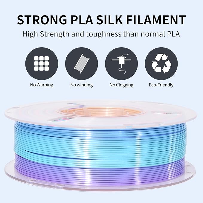 RAMBERY Rainbow Silk PLA 3D Printer Filament Shiny Fast Color Change PLA Filament Neatly Wound 3D Printing Filament, 1.75mm 1kg(2.2lb)