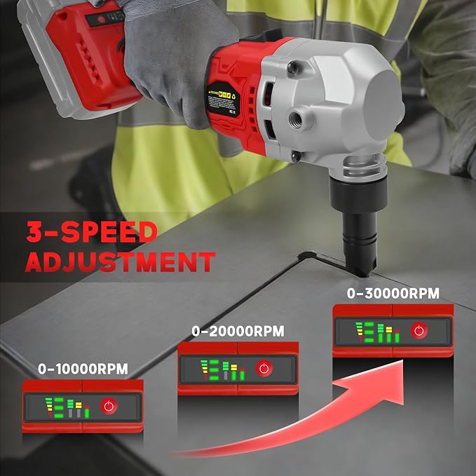 Cordless Metal Nibbler for Milwaukee 18V Battery, Brushless Nibbler Metal Cutter with 3 Speed, Electric Nibbler Steel Cutter for Stainless Steel, Aluminium, 30000RPM, Dusty Bags, 2 Blades(No battery)