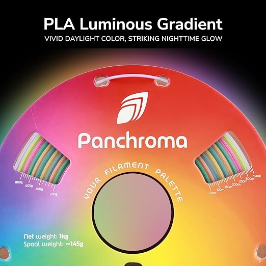 Polymaker Panchroma Luminous PLA Filament 1.75mm for 3D Printing, Rainbow | Neatly Wound, Glow in the Dark PLA 1kg, Easy Print & Smooth Feeding, Compatible with Bambu Lab & Most 3D Printers