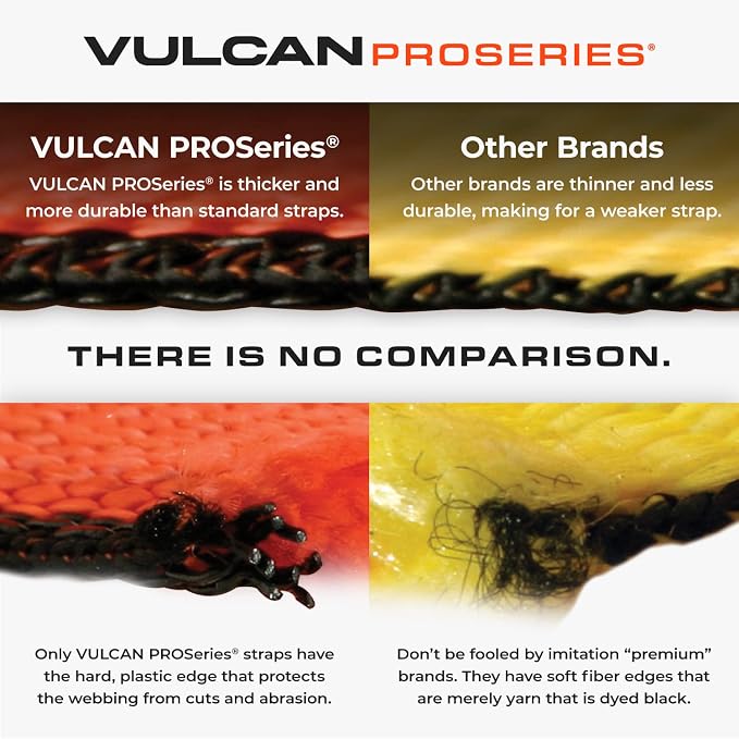VULCAN Car Tie Down Strap Only - RTJ Hooks - 96 Inch - 4 Pack- PROSeries - 3,300 Pound Safe Working Load