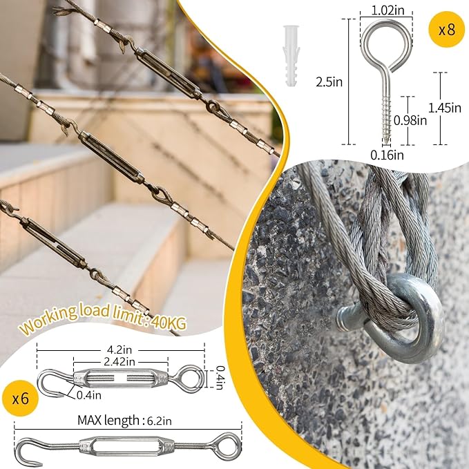 328ft 1/16" Wire Rope Set | for Railing, Decking, Hanging