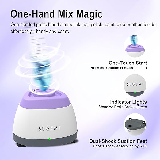 Mini Vortex Mixer, Nail Polish Shaker, Paint Shaker & Paint Mixer for Gel Polish, Acrylic Paints, Eyelash Adhesives, Tattoo Ink, Lab Vortex Mixer for Centrifuge Tubes and Test Tubes (Purple)