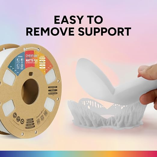 OVERTURE 2KG Bundle Matte PLA, Low Warp & Matte Surface 3D Printer Filament | Frosted Matt Finish Hides Layer Lines, 2 Pack 1kg Spool (2.2lbs) Cardboard Spool, Fit Most FDM Printer (Matte White*2)