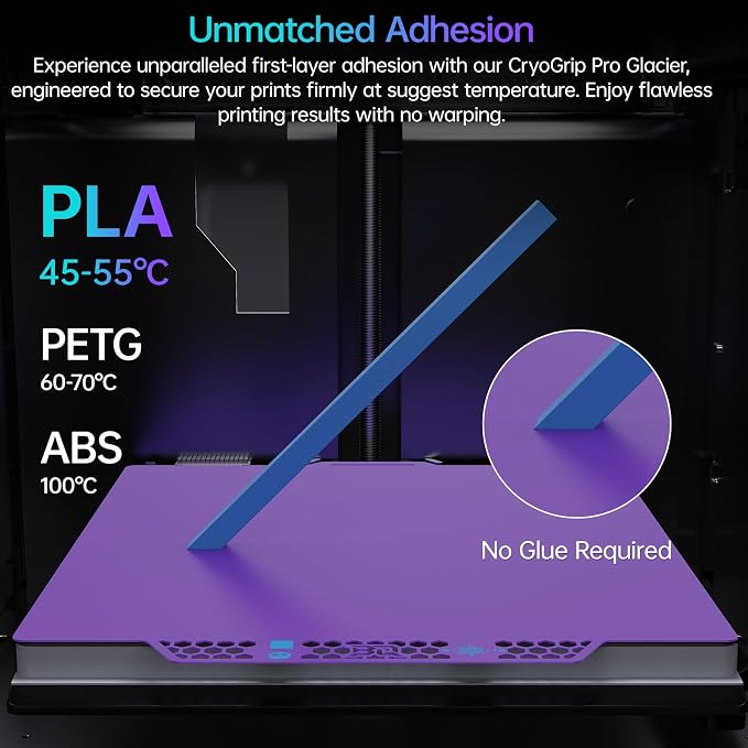 BIQU CryoGrip Pro Glacier Purple Compatible with Bambu-Lab P1S/P1P/P2S/X2D/X1C/X1E/A1 3D Printers 257x257MM Panda Build Plate Double Sided Upgrade Removable Surface Platform