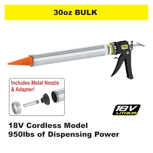 Albion Engineering Company DL-59-T17 Professional Line Special Deluxe Manual Bulk Caulking Gun with Metal Nozzle, Metal Adapter & 3 Orange Cone Nozzles, 30 oz