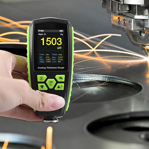 Professional Paint Thickness Gauge, Digital Coating Thickness Gauge for Magnetic/Non-Magnetic Materials, Paint Depth Gauge with Voice Broadcast/Color HD Display, Car Coating Thickness Meter