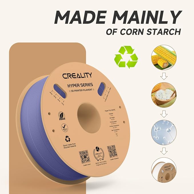 Official Creality Hyper PLA Filament 1.75mm, High Speed PLA 30-600mm/s Rapid 3D Printer Filament, Dimensional Accuracy +/-0.02mm, Fit Most FDM 3D Printers, 1KG(2.2lbs) Spool Very Peri