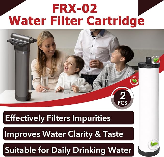 2 Pcs FRX-02 Ceramic Water Filter Cartridge Compatible with Franke | Compatible with Triflow FR9455 FRX-01 W9223021, Effectively Filters Impurities, Sturdy Long-Lasting, Simple Installation