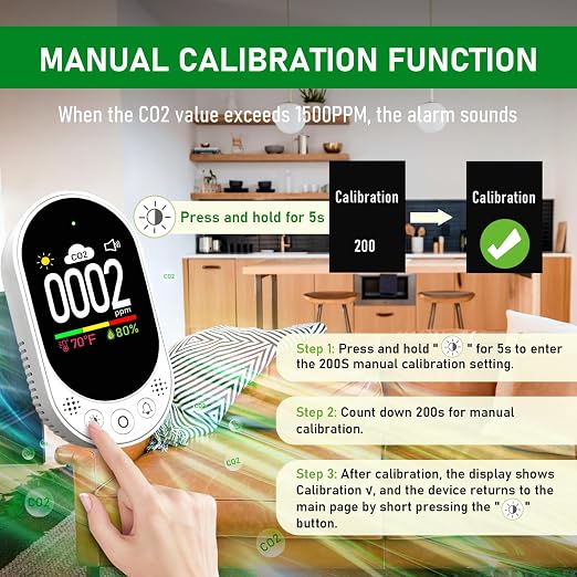 LSENLTY Upgraded CO2 Detector Plug in Wall Design,3 in 1 Air Quality Detector(Temp, Humidity and CO2 Value), High Accuracy Air Quality Monitor with Threshold Reminder and Manual Calibration for Home