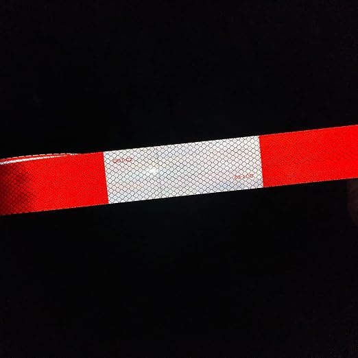 SWRT DOT-C2 Reflective Tape 2 Inch x 200 Feet Red White Reflective Tape Outdoor Waterproof Conspicuity Strong Adhesive Reflector Tape Warning Safety Tape for Vehicles Trailers Boats Signs