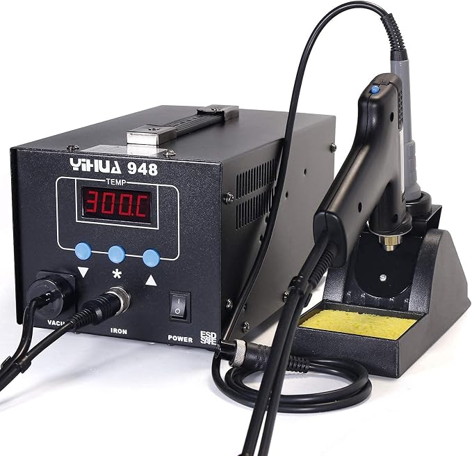 YIHUA 948 Professional Desoldering Station (Upgraded) bundle with the #948A Soldering Iron with Iron Holder, Soldering Iron, and Accessories (29 Items)