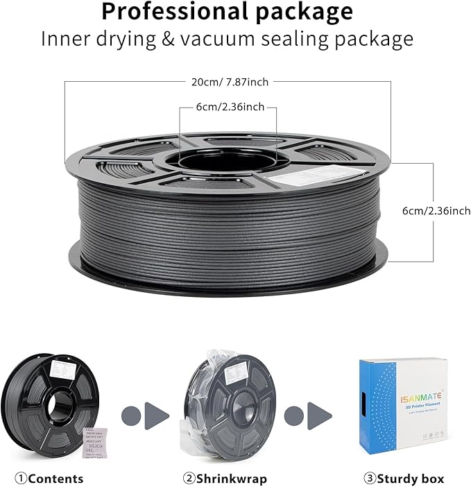 iSANMATE ASA-GF 3D Printer Filament, 10% Glass Fiber Reinforced, Superior Weather & UV Resistance, High Strength & Thermal Stability for Outdoor & High-Impact Applications (1kg, Grey)