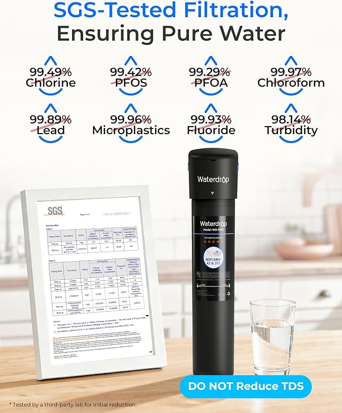 Waterdrop 15UA Under Sink Water Filter System and Waterdrop RF15-UF 0.01 Micron Replacement Filter Cartridge for 15UA/15UA-UF/15UB/15UB-UF/15UC/15UC-UF Under Sink Water Filter