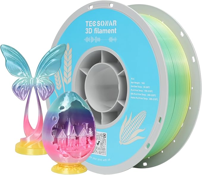 Silk Rainbow PLA 3D Printer Filament, 1KG Spool(2.2lbs) 1.75mm PLA Fast Color Change 3D Printing Material, Multicolor PLA,Gradient Filament for Most FDM 3D Printers,Fairy Tale Color