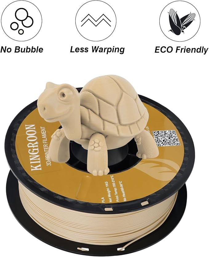 Kingroon PLA 3D Printer Filament, Dimensional Accuracy +/- 0.02 mm, 1 kg Spool(2.2lbs), 1.75 mm,Wood