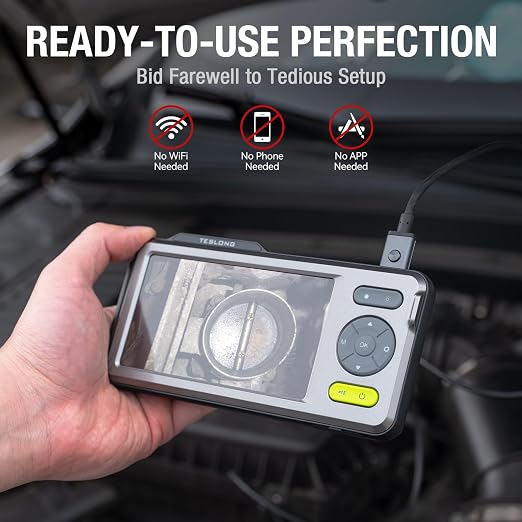 5mm Dual Lens Inspection Camera, Teslong Borescope with LED Light, HD Industrial Endoscope, 5" IPS Screen, Waterproof Video Scope Camera, Flexible Cable for Home/Automotive/Pipe/Car/Wall(16.5FT)
